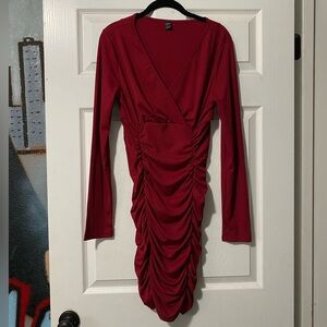 SHEIN Deep Red Ribbed Dress